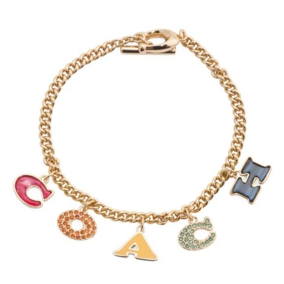 Coach Station Charm Bracelet Toggle clasp Gold NWT - Picture 1 of 7